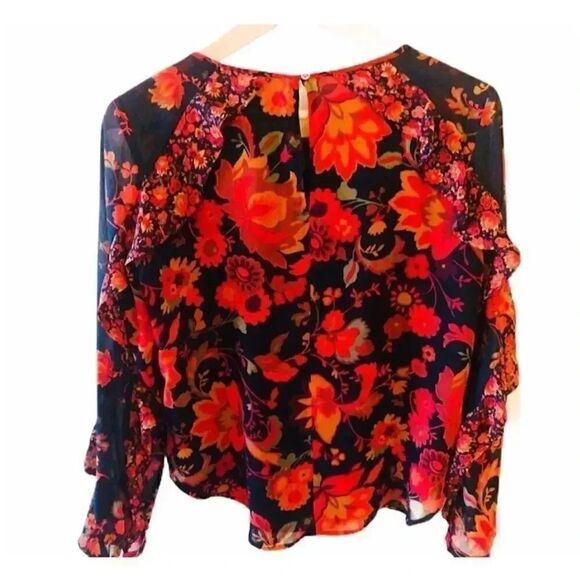 LOFT Ruffle Trim Flowy Long Sleeves Blouse - Picture 2 of 6